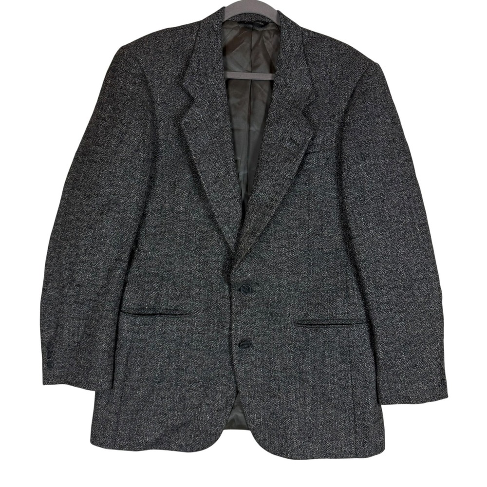 Vintage Pierre Cardin Sport Coat Mens 44 Gray Tweed Classic Fit Notch Lapel USA